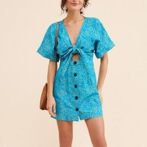 SUBOO Maggie Tie Front Mini Dress - Size Medium